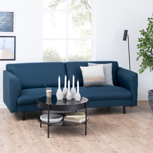 Tipton Round Coffee Table in Black with Smoked Glass Top 75cm | Assembly Required