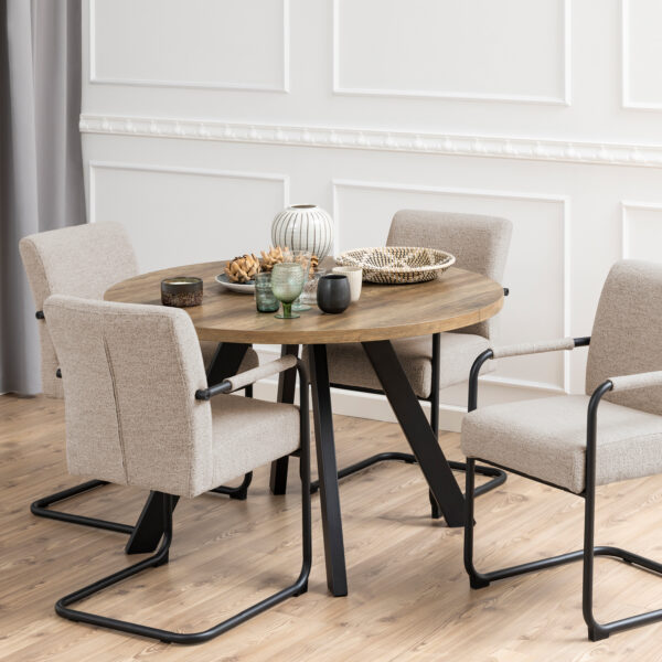 Zalida Round Dining Table in Oak | Assembly Required