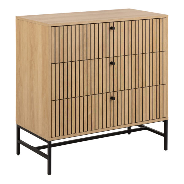 Liberty Chest of 3 Drawers in Oak/Black Legs | Assembly Required