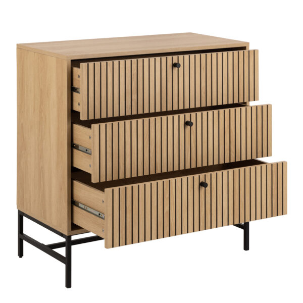 Liberty Chest of 3 Drawers in Oak/Black Legs | Assembly Required