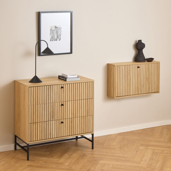 Liberty Chest of 3 Drawers in Oak/Black Legs | Assembly Required