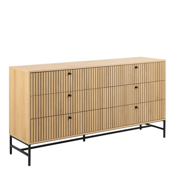 Liberty Wide Chest of 6 Drawers in Oak/Black Legs | Assembly Required