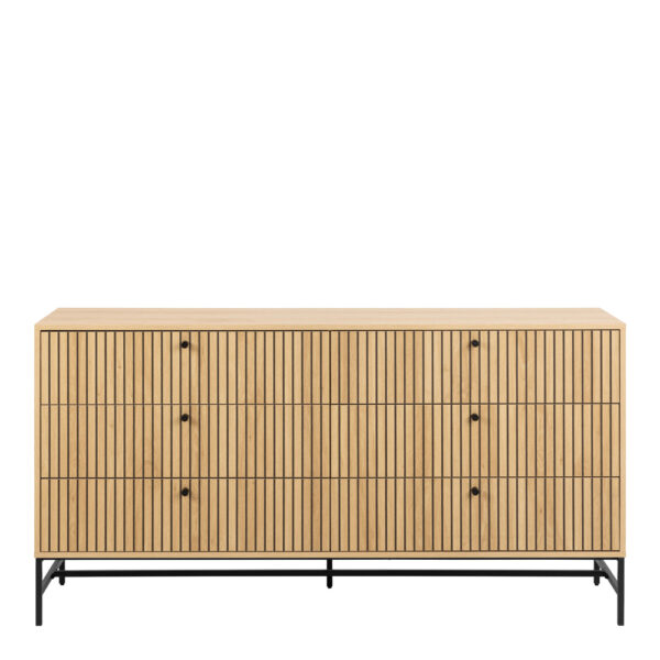 Liberty Wide Chest of 6 Drawers in Oak/Black Legs | Assembly Required