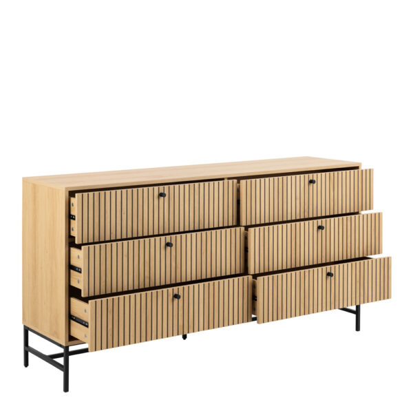 Liberty Wide Chest of 6 Drawers in Oak/Black Legs | Assembly Required