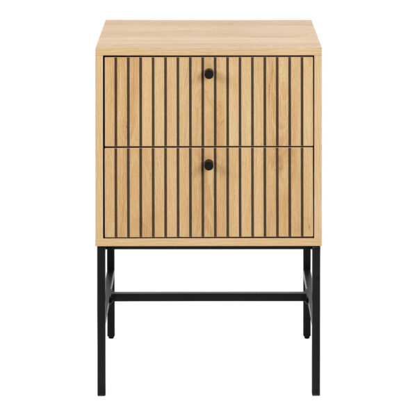 Liberty 2 Drawer Bedside Table in Oak/Black Legs | Assembly Required