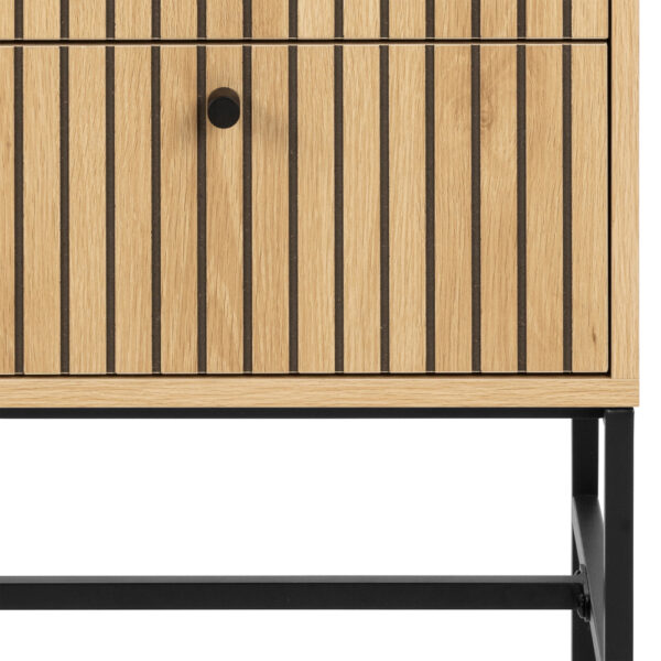 Liberty 2 Drawer Bedside Table in Oak/Black Legs | Assembly Required