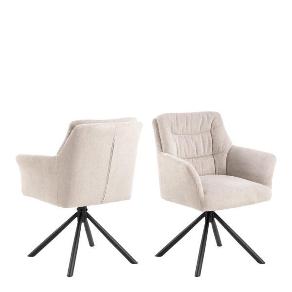 Alonso Swivel Cream Dining Chair with Armrest Set of 2 | Assembly Required