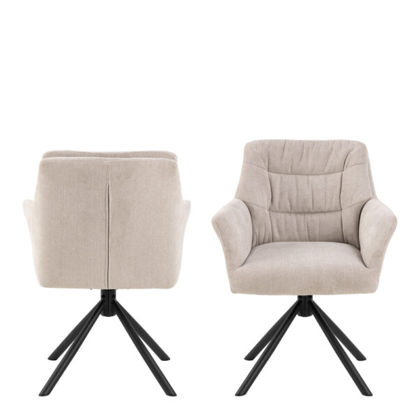 Alonso Swivel Cream Dining Chair with Armrest Set of 2 | Assembly Required