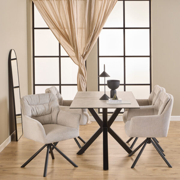 Alonso Swivel Cream Dining Chair with Armrest Set of 2 | Assembly Required