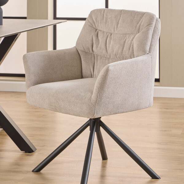 Alonso Swivel Cream Dining Chair with Armrest Set of 2 | Assembly Required