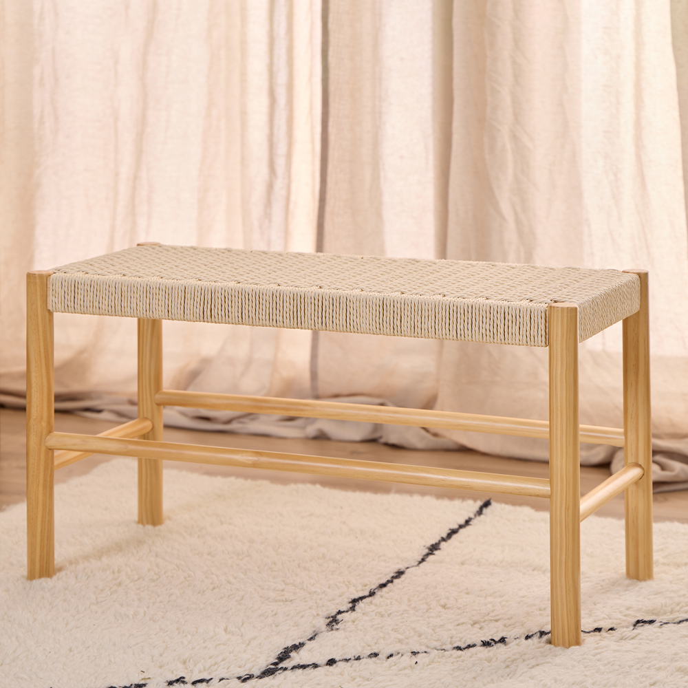 Alvin Weaved Bench in Off White | Oak World