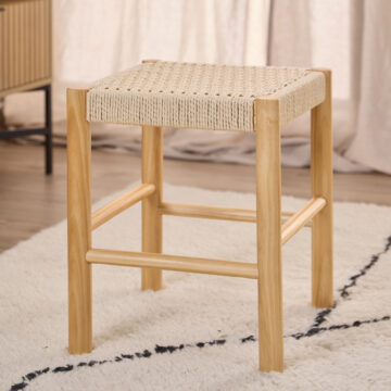Alvin Weaved Stool in Off White | Assembly Required