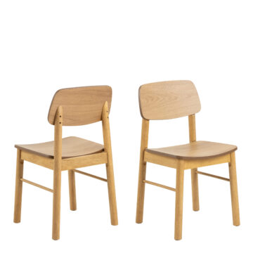 Williams Matt Oak Pair of Dining Chairs