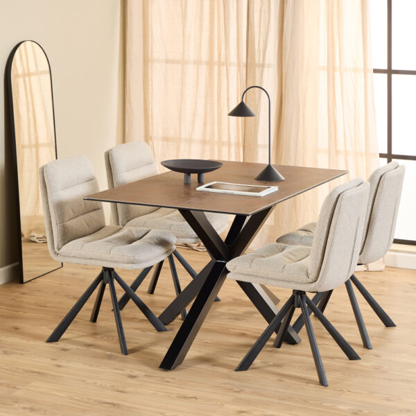 Dean Beige Swivel Dining Chair Set of 2 | Assembly Required