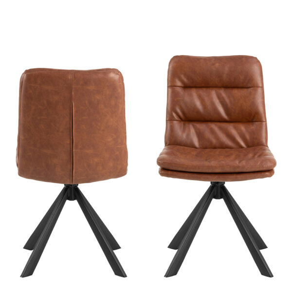 Dean Brandy PU Swivel Dining Chair Set of 2 | Assembly Required