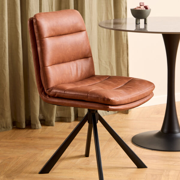 Dean Brandy PU Swivel Dining Chair Set of 2 | Assembly Required