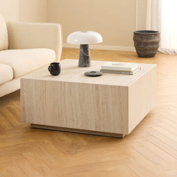 Aspect Square Coffee Table in Light Travertine Effect 90x90x42cm