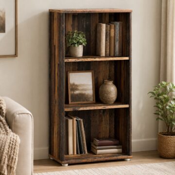 Origin Tall Narrow 2 Shelf Bookcase in Vintage Oak
