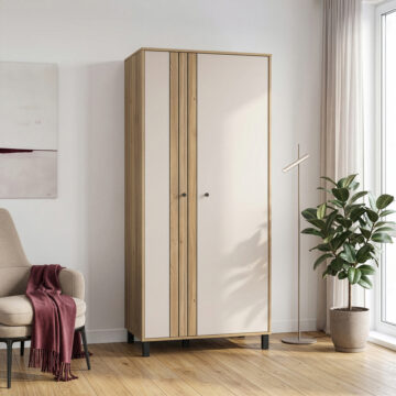 Vista 2 Door Wardrobe In Cream and Oak