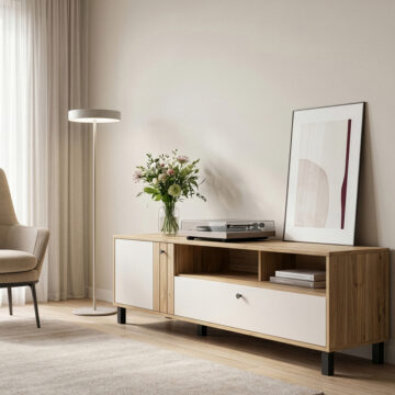 Vista TV Unit in Cream and Oak