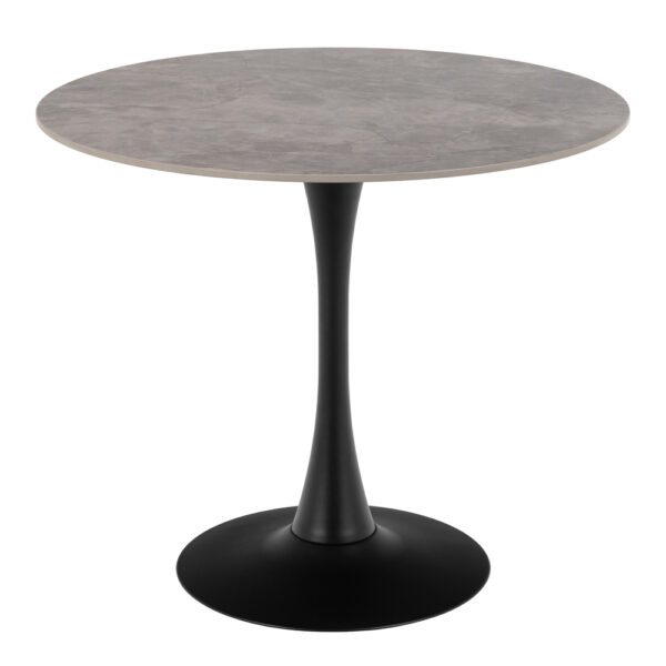 Malta Ceramic Round Dining Table Grey/Black 90x75 cm | Assembly Required