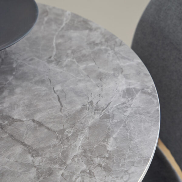 Malta Ceramic Round Dining Table Grey/Black 90x75 cm | Assembly Required