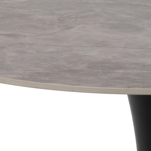 Malta Ceramic Round Dining Table Grey/Black 90x75 cm | Assembly Required