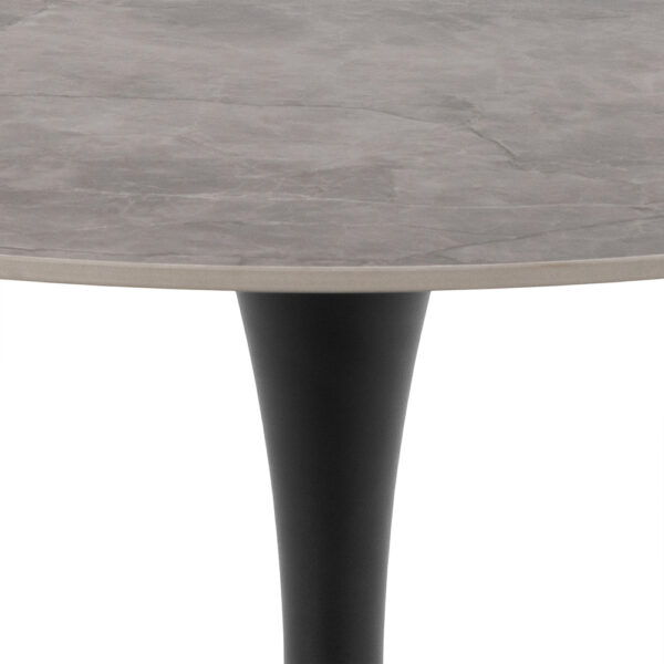 Malta Ceramic Round Dining Table Grey/Black 90x75 cm | Assembly Required