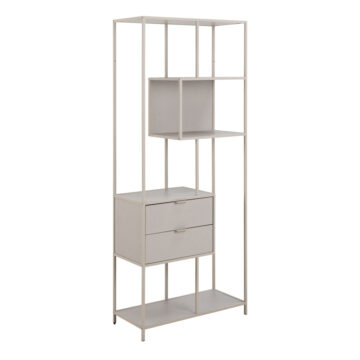 Seaford Grey Metal Tall 2 Drawer 4 Shelf Bookcase