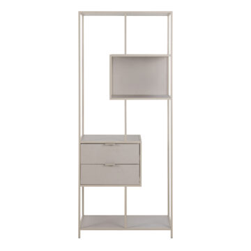 Seaford Grey Metal Tall 2 Drawer 4 Shelf Bookcase