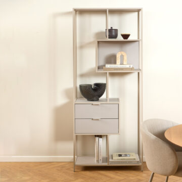 Seaford Tall Grey Metal 2 Drawer Bookcase with 4 Shelves | Assembly Required