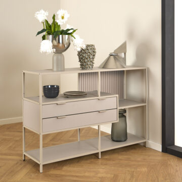 Seaford Grey Storage Unit with 2 Drawers and 3 Shelves | Assembly Required