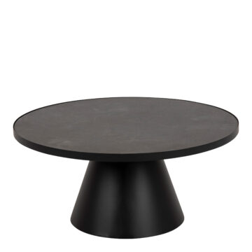 Soileil Black Low Round Coffee Table | Ceramic Top | 85.7x40cm