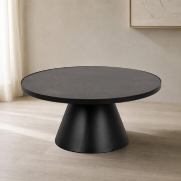 Soileil Black Low Round Coffee Table | Ceramic Top | 85.7x40cm