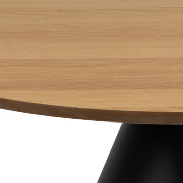 Soileil Black Round Coffee Table | Oak Finish | 85x40cm