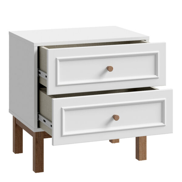 Wesley 2 Drawer Bedside Chest in Light Grey and Oak | Assembly Required