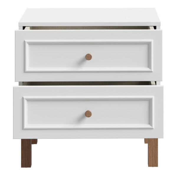 Wesley 2 Drawer Bedside Chest in Light Grey and Oak | Assembly Required