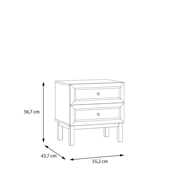 Wesley 2 Drawer Bedside Chest in Light Grey and Oak | Assembly Required