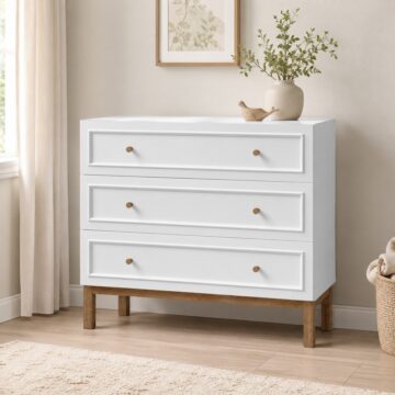 Wesley 3 Drawer Chest in Light Grey and Oak