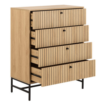 Liberty Chest of 4 Drawers in Oak/Black Legs