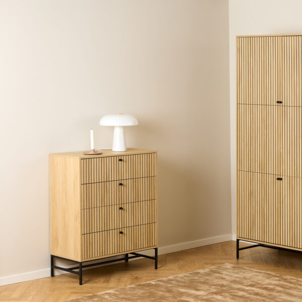 Liberty Chest of 4 Drawers in Oak/Black Legs | Assembly Required