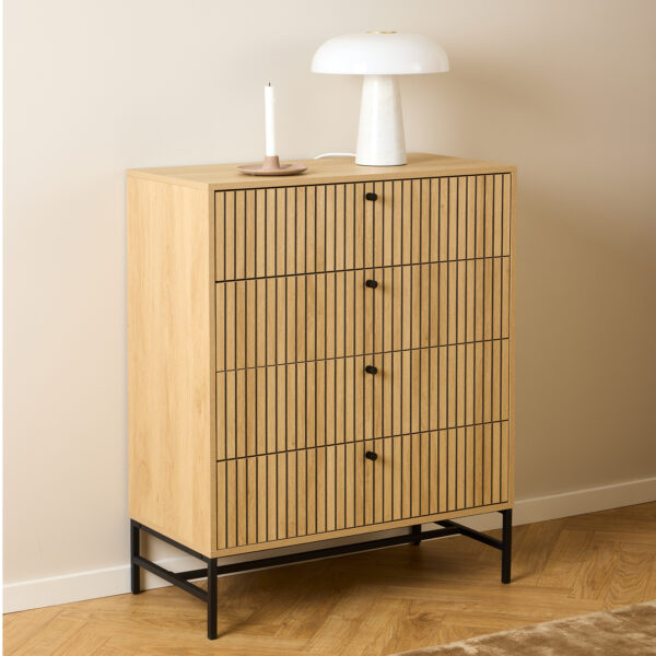 Liberty Chest of 4 Drawers in Oak/Black Legs | Assembly Required