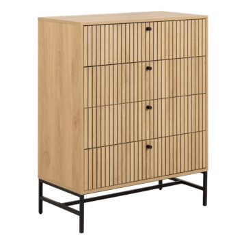Albany Chest of 4 Drawers in Oak/Black Legs