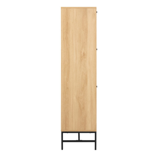 Liberty Shoe Cabinet 3 Flip Down Doors 1 Pull Open Door in Oak/Black Legs | Assembly Required