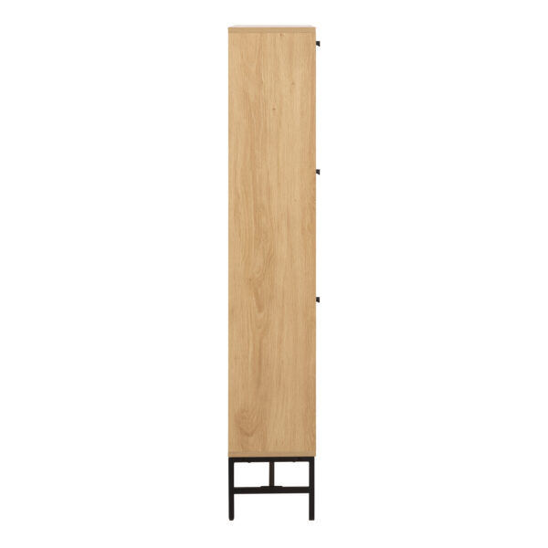 Liberty Shoe Cabinet 3 Flip Down Doors in Oak/Black Legs | Assembly Required