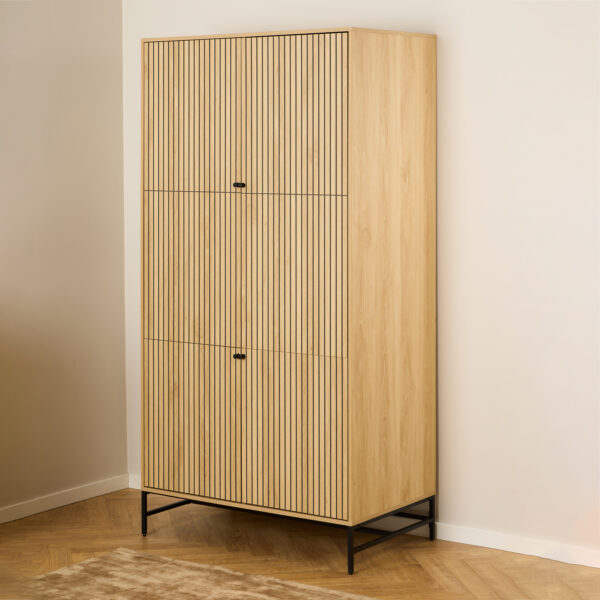 Liberty Wardrobe 4 Doors in Black/Oak | Assembly Required