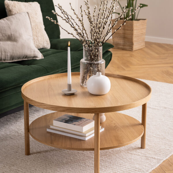 Banbury Round Coffee Table in Oak 80x42cm | Assembly Required