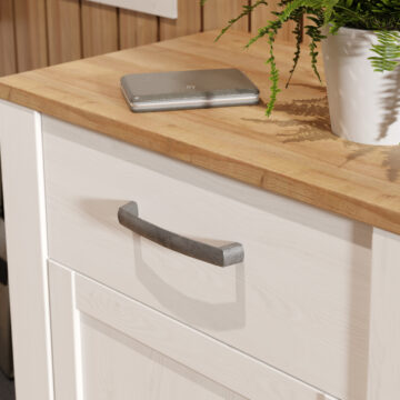 Ridge White 1 Door 1 Drawer Shoe Cabinet | Riviera Oak Finish Top