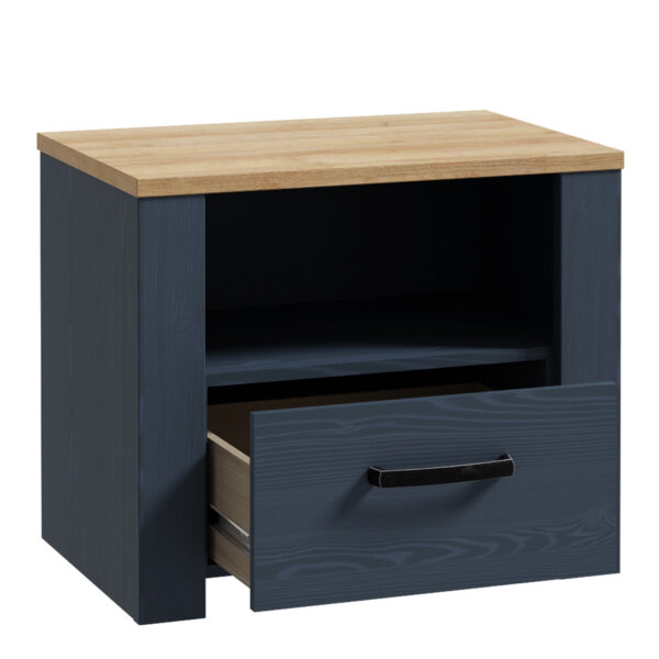Ridge 1 Drawer Bedside In Navy Oak | Assembly Required