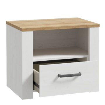 Ridge White 1 Drawer Bedside Table | Oak Top